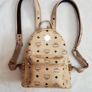 MCM Stark Side Stud Mini Backpack Beige